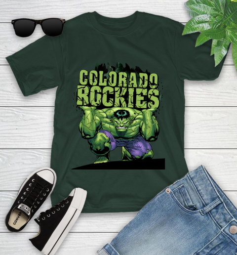 Colorado Rockies MLB Baseball Incredible Hulk Marvel Avengers Sports Youth T-Shirt 5