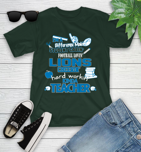 Detroit Lions NFL I'm A Difference Making Student Caring Football Loving Kinda Teacher Youth T-Shirt 5