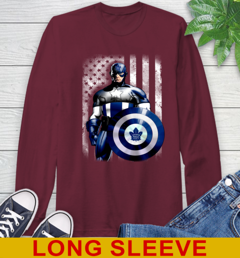 Toronto Maple Leafs NHL Hockey Captain America Marvel Avengers American Flag Shirt Long Sleeve T-Shirt 7