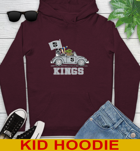 NHL Hockey Los Angeles Kings Darth Vader Baby Yoda Driving Star Wars Shirt Youth Hoodie 7
