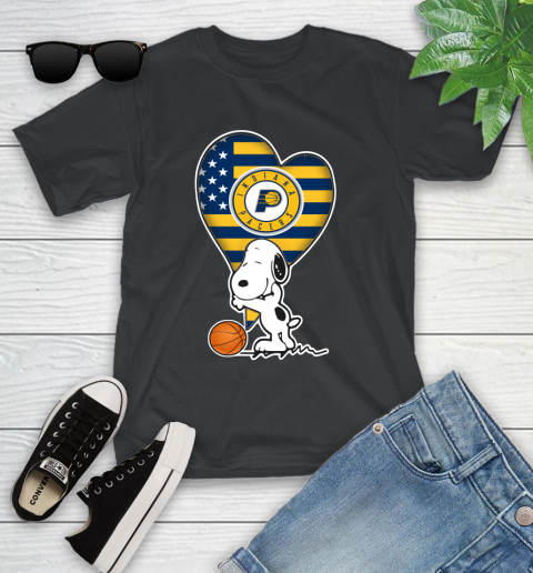 Indiana Pacers NBA Basketball The Peanuts Movie Adorable Snoopy Youth T-Shirt 2