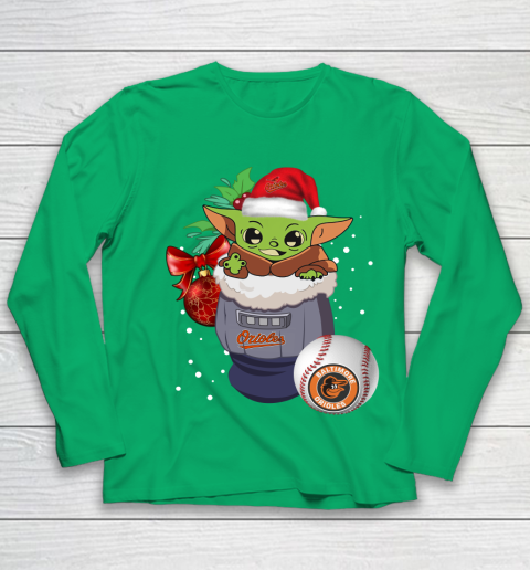 Baltimore Orioles Christmas Baby Yoda Star Wars Funny Happy MLB Youth Long Sleeve 6