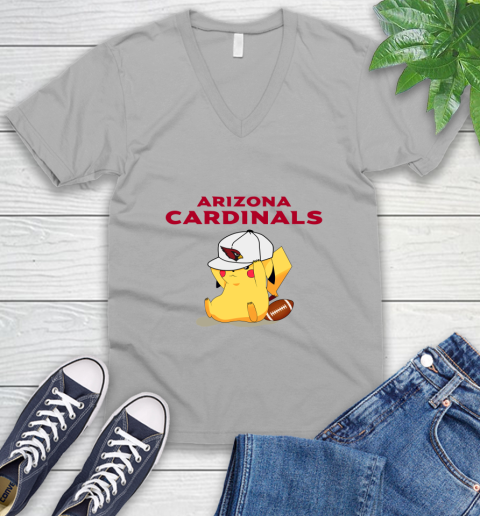 NFL Pikachu Football Sports Arizona Cardinals V-Neck T-Shirt 4