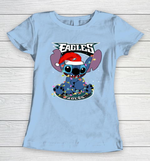 Philadelphia Eagles NFL Football noel stitch Christmas Women's T-Shirt 4