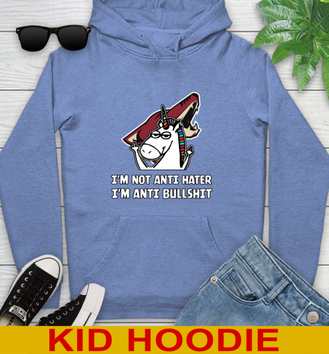 Arizona Coyotes NHL Hockey Unicorn I'm Not Anti Hater I'm Anti Bullshit Youth Hoodie 12