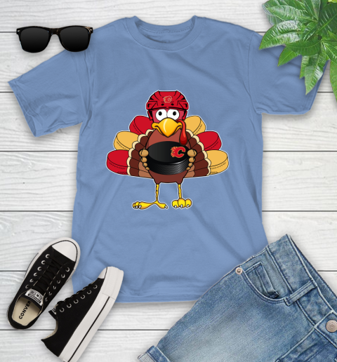 Calgary Flames Turkey Thanksgiving Day Youth T-Shirt 11