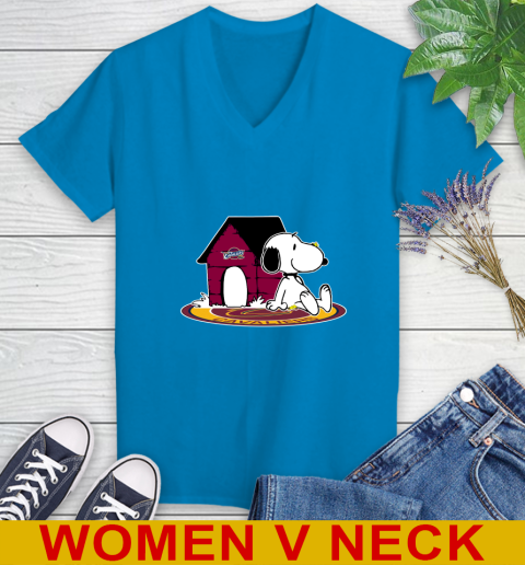 NBA Basketball Cleveland Cavaliers Snoopy The Peanuts Movie Shirt Women's V-Neck T-Shirt 8