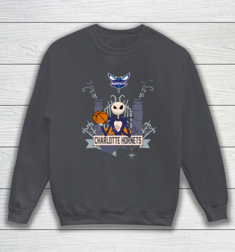 NBA Charlotte Hornets Basketball Jack Skellington Halloween Sweatshirt 4