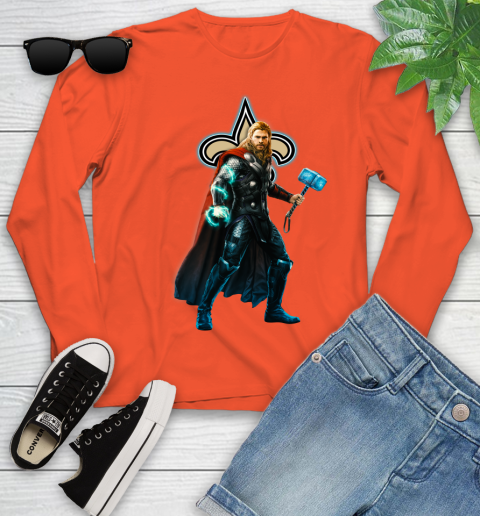 NFL Thor Avengers Endgame Football New Orleans Saints Youth Long Sleeve 4