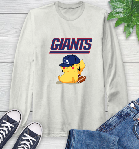 NFL Pikachu Football Sports New York Giants Long Sleeve T-Shirt 12