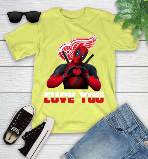 NHL Detroit Red Wings Deadpool Love You Fuck You Hockey Sports Youth T-Shirt 10