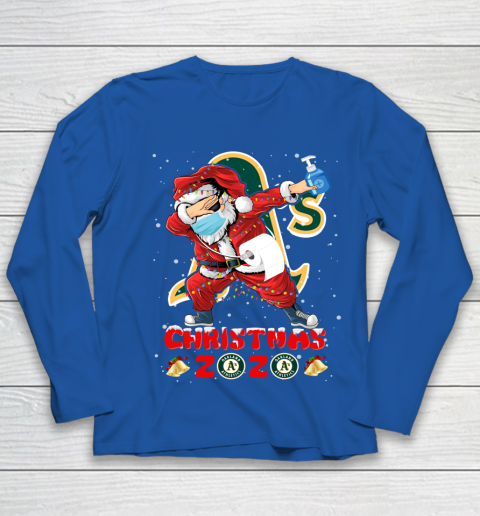 Oakland Athletics Funny Santa Claus Dabbing Christmas 2020 MLB Youth Long Sleeve 7