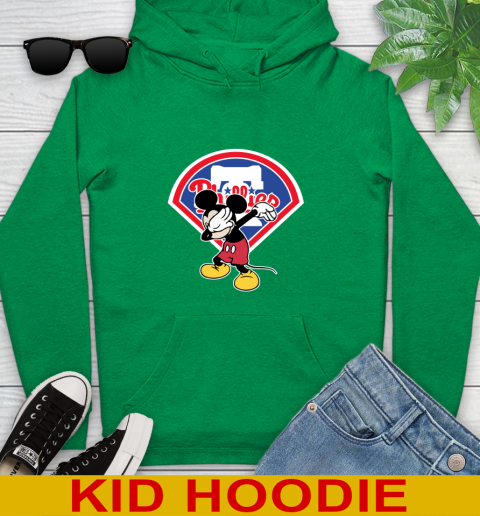 Philadelphia Phillies MLB Baseball Dabbing Mickey Disney Sports Youth Hoodie 8
