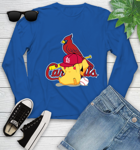 MLB Pikachu Baseball Sports St.Louis Cardinals Youth Long Sleeve 9