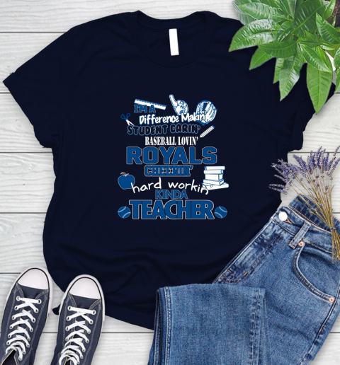 Kansas City Royals MLB I'm A Difference Making Student Caring Baseball Loving Kinda Teacher Women's T-Shirt 2