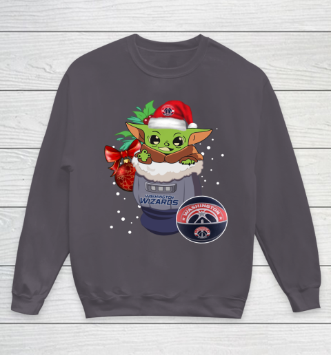 Washington Wizards Christmas Baby Yoda Star Wars Funny Happy NBA Youth Sweatshirt 6