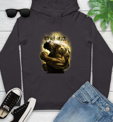 Utah Jazz NBA Basketball Hulk Marvel Avengers Sports Youth Hoodie 8