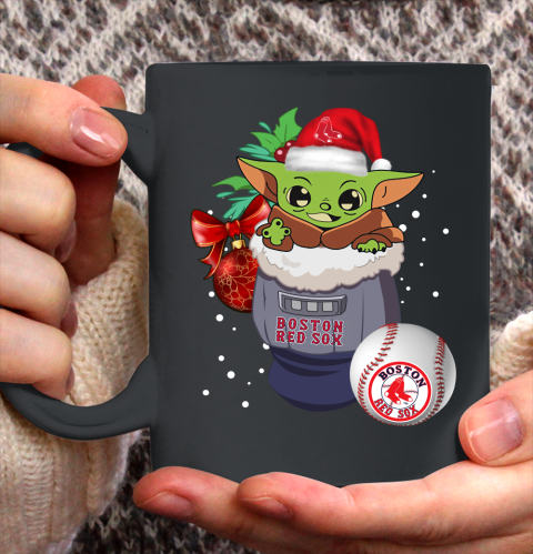 Boston Red Sox Christmas Baby Yoda Star Wars Funny Happy MLB Ceramic Mug 11oz