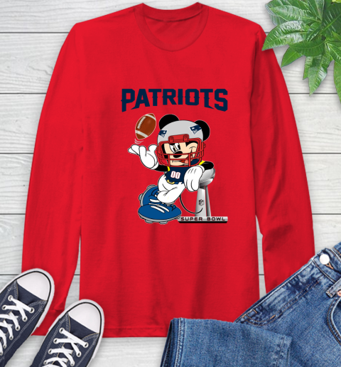 NFL New England Patriots Mickey Mouse Disney Super Bowl Football T Shirt Long Sleeve T-Shirt 10