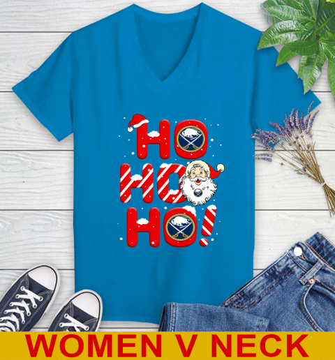 Buffalo Sabres NHL Hockey Ho Ho Ho Santa Claus Merry Christmas Shirt Women's V-Neck T-Shirt 7