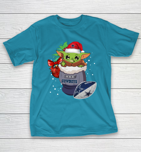 Dallas Cowboys Christmas Baby Yoda Star Wars Funny Happy NFL T-Shirt 8