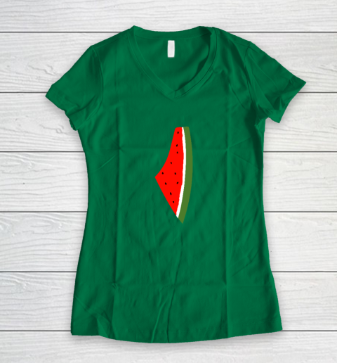 Palestine Watermelon Shirt Palestine Map Women's V-Neck T-Shirt 3