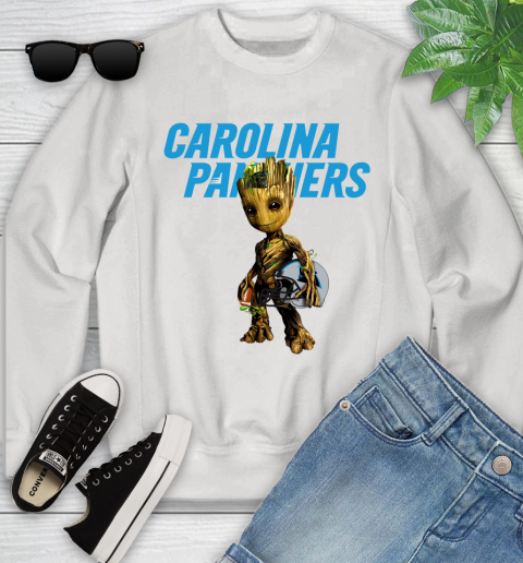 Carolina Panthers NFL Football Groot Marvel Guardians Of The Galaxy Youth Sweatshirt