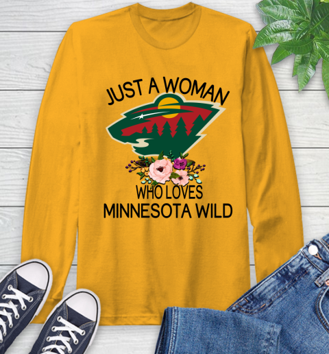 NHL Just A Woman Who Loves Minnesota Wild Hockey Sports Long Sleeve T-Shirt 2