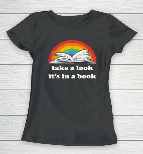 Take A Look It's In A Book Reading Vintage Retro Rainbow Women's T-Shirt