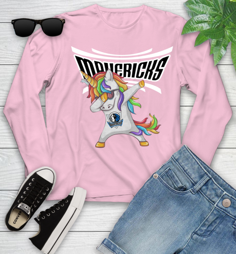 Dallas Mavericks NBA Basketball Funny Unicorn Dabbing Sports Youth Long Sleeve 10
