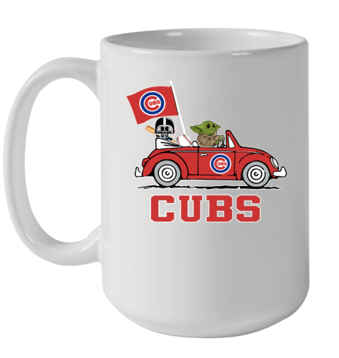 MLB Baseball Chicago Cubs Darth Vader Baby Yoda Driving Star Wars Shirt Ceramic Mug 15oz