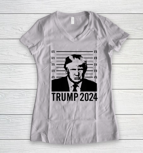 Trump Mugshot 2024 President Women's V-Neck T-Shirt
