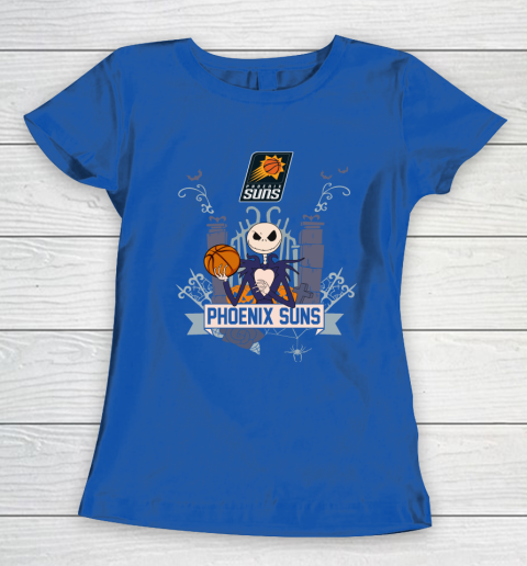NBA Phoenix Suns Basketball Jack Skellington Halloween Women's T-Shirt 8