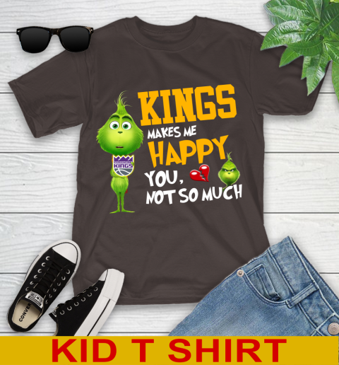 NBA Sacramento Kings Makes Me Happy You Not So Much Grinch Basketball Sports Youth T-Shirt 6