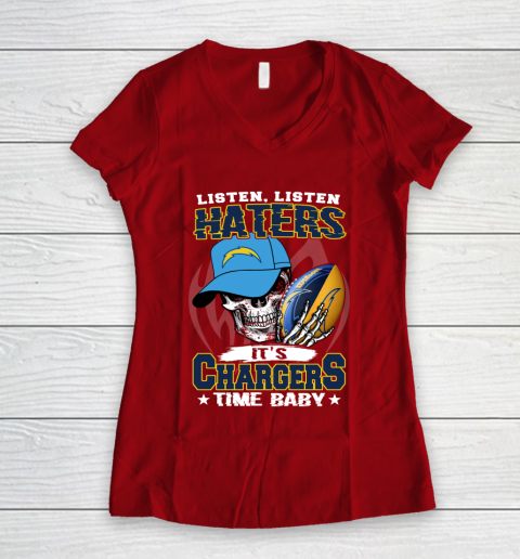 Listen Haters It is CHARGERS Time Baby NFL Women's V-Neck T-Shirt 8