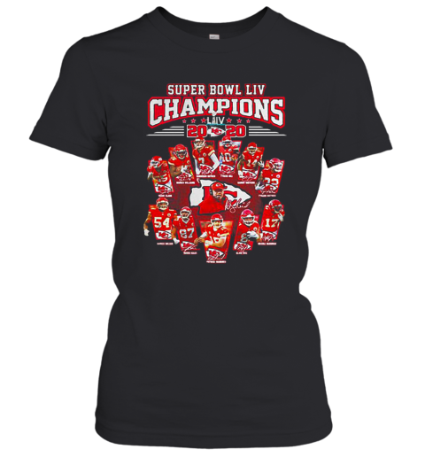 Super Bowl LIV Champions 2020 Kansas City Chiefs Signatures Women's T-Shirt