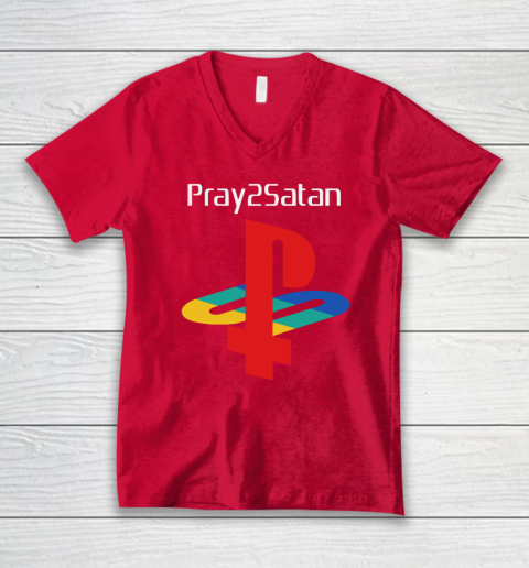 Pray2satan V-Neck T-Shirt 5