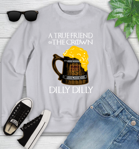 NBA Sacramento Kings A True Friend Of The Crown Game Of Thrones Beer Dilly Dilly Basketball Youth Sweatshirt 3