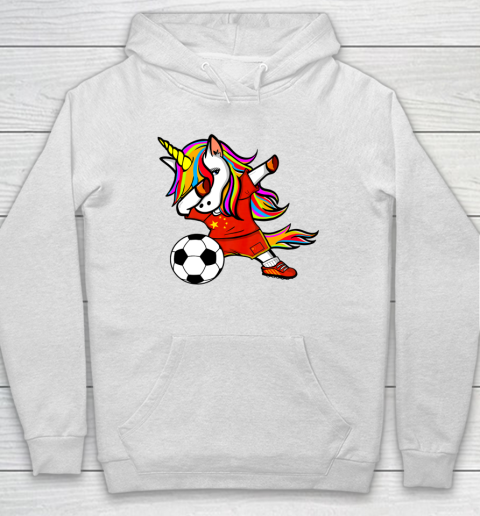 Funny Dabbing Unicorn China Football Chinese Flag Soccer Hoodie