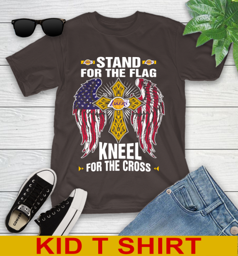 NBA Basketball Los Angeles Lakers Stand For Flag Kneel For The Cross Shirt Youth T-Shirt 6