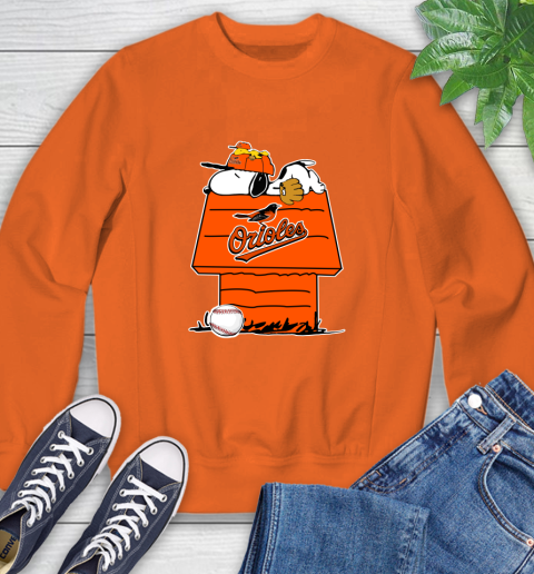 MLB Baltimore Orioles Snoopy Woodstock The Peanuts Movie Baseball T Shirt Sweatshirt 4