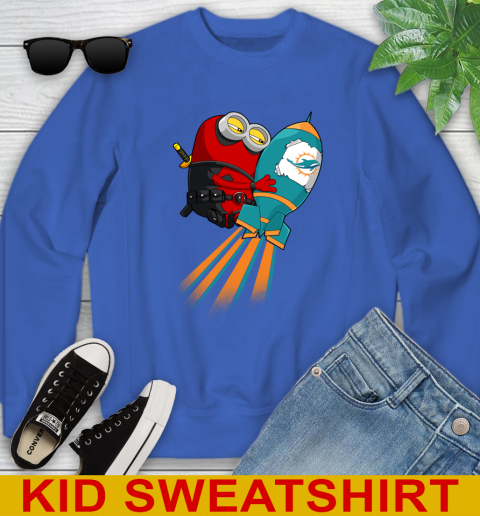 NFL Football Miami Dolphins Deadpool Minion Marvel Shirt Youth Sweatshirt 6