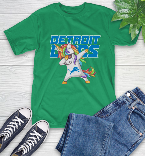 Detroit Lions NFL Football Funny Unicorn Dabbing Sports T-Shirt 7