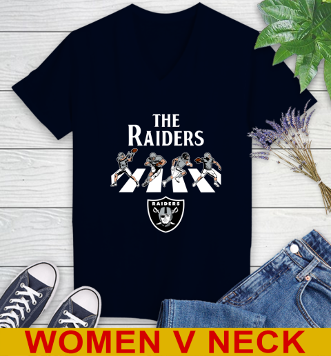NFL Football Oakland Raiders The Beatles Rock Band Shirt Women's V-Neck T-Shirt 2