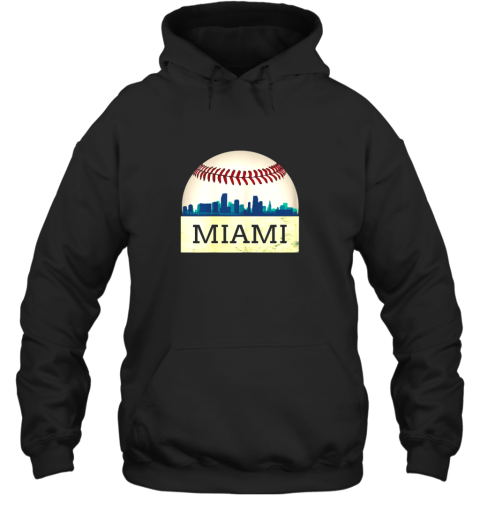 Miami Baseball Shirt Cool Marlin Skyline on Giant Ball Hoodie