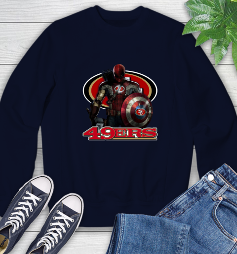 NFL Captain America Thor Spider Man Hawkeye Avengers Endgame Football San Francisco 49ers Sweatshirt 3