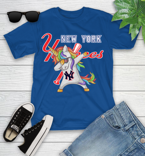 New York Yankees MLB Baseball Funny Unicorn Dabbing Sports Youth T-Shirt 9