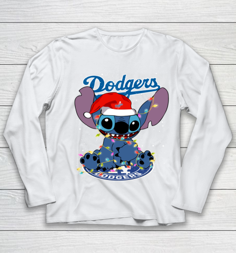 Los Angeles Dodgers MLB noel stitch Baseball Christmas Youth Long Sleeve