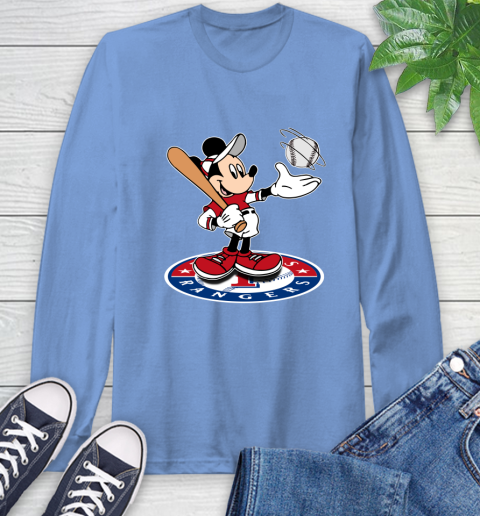 MLB Baseball Texas Rangers Cheerful Mickey Disney Shirt Long Sleeve T-Shirt 12