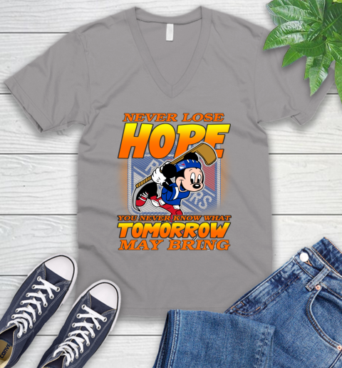 New York Rangers NHL Hockey ootball Mickey Disney Never Lose Hope V-Neck T-Shirt 3